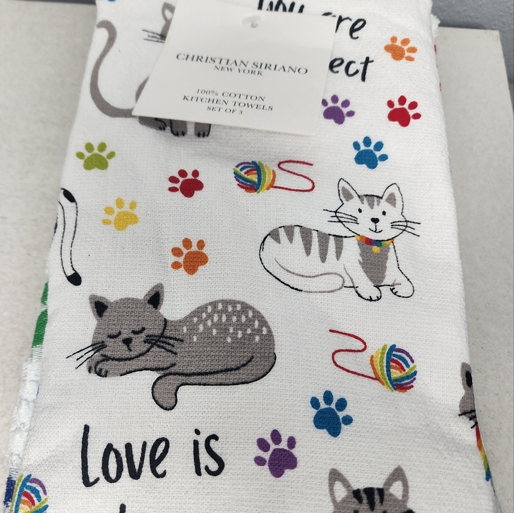 Christian Siriano Pride Cats Kitchen Towels, Set Of 3